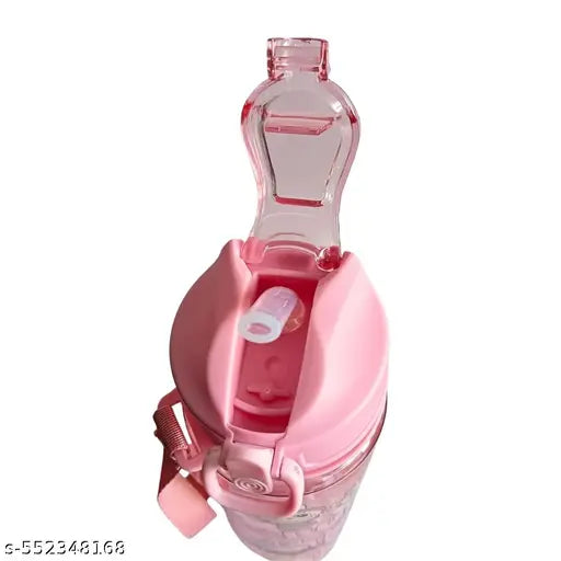 Labubu Theme Water Bottle for Kids – 800 ml Multicolor Sipper with Straw – BPA-Free Flip Top Bottle (Pack of 1, Pink, Multicolor)